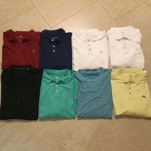 7 Tommy Bahama polo Shirts and 1 silk shirt